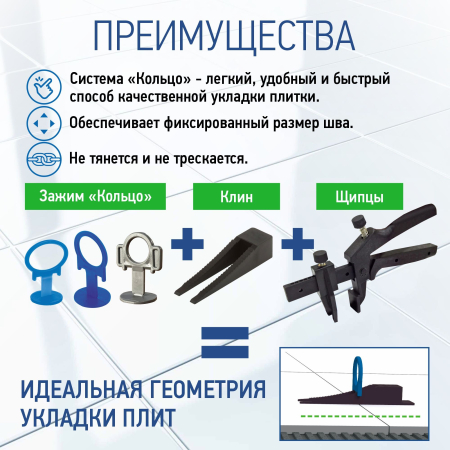 Зажим для выравнивания плитки ВОЛМА 1,5 мм, 100 шт